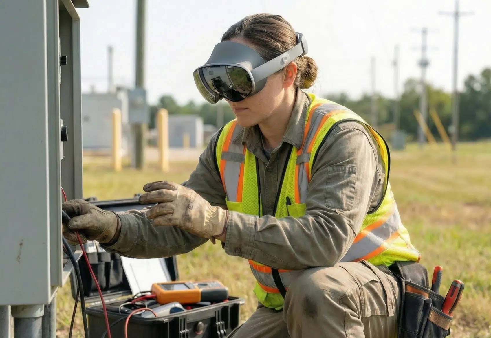 a woman wearing a samsung galaxy xr