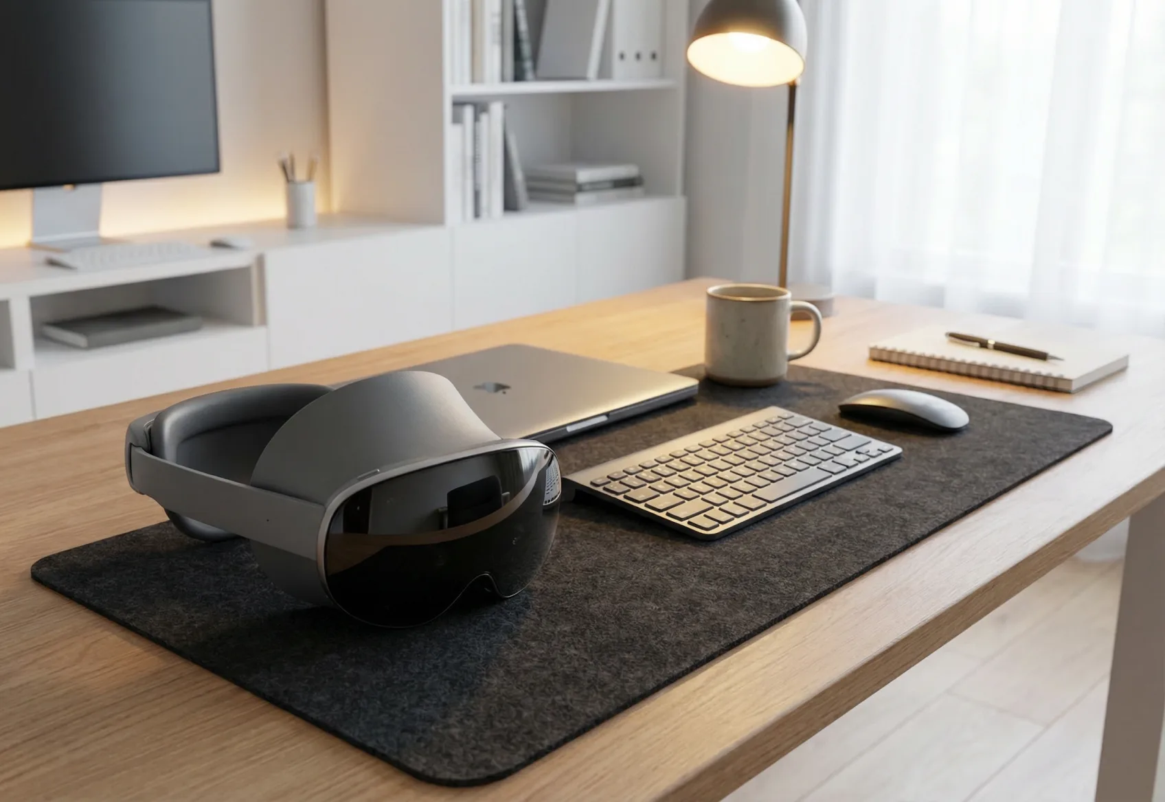 A vr headset on a desk